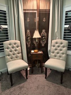 Dining chairs, upholstered, beige (2)