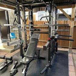 Smith Machine 400 | Adjustable Bench | 245lb Cast Iron Olympic Weights | 7ft Olympic Bar | Fitness | Gym Equipment | FREE DELIVERY/INSTALLATION 🚚 🛠️
