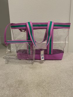 Brand New Clear Tote Bag Set with Pouch