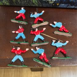 1950's  aprox. Set of 8 Figures  Football Figures cake topper