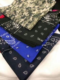 BANDANAS Y PAÑUELOS OF ALL COLORS % COTTON ONLY $2.00 PIECE