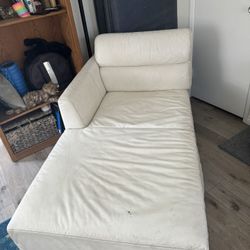 White Partial Couch/ Chaise Lounge 