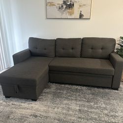 Couch with pullout bed and storage 