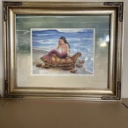 Beautiful Turtle & Mermaid Framed Art Picture