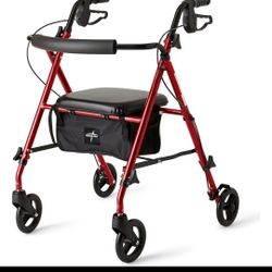 Medline Lightweight Rollator 6" Wheels 250lb Capacity Aluminum Folding Walker Re
