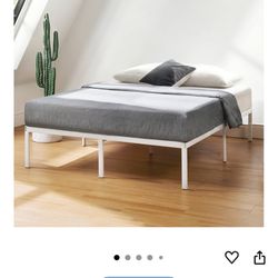 Best Price Mattress 14 Inch Metal Platform Bed Frame, Heavy Duty Steel Slats, White, Queen (SPSC-14WH-Q)