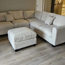 Brand New Sectional Corduroy Fabric Beige $599