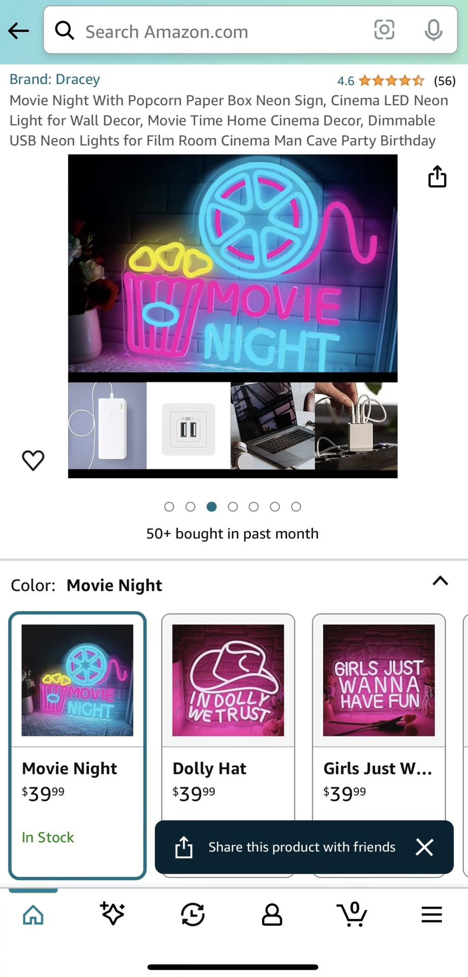 Movie Night Neon Sign 