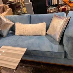 Revolve Lush Baby Blue Velvet Couch