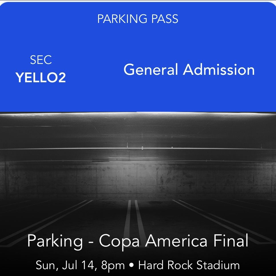 Copa America Finals Yellow Parking Pass