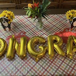CONGRATS Foil Balloon Banner - Gold Colored