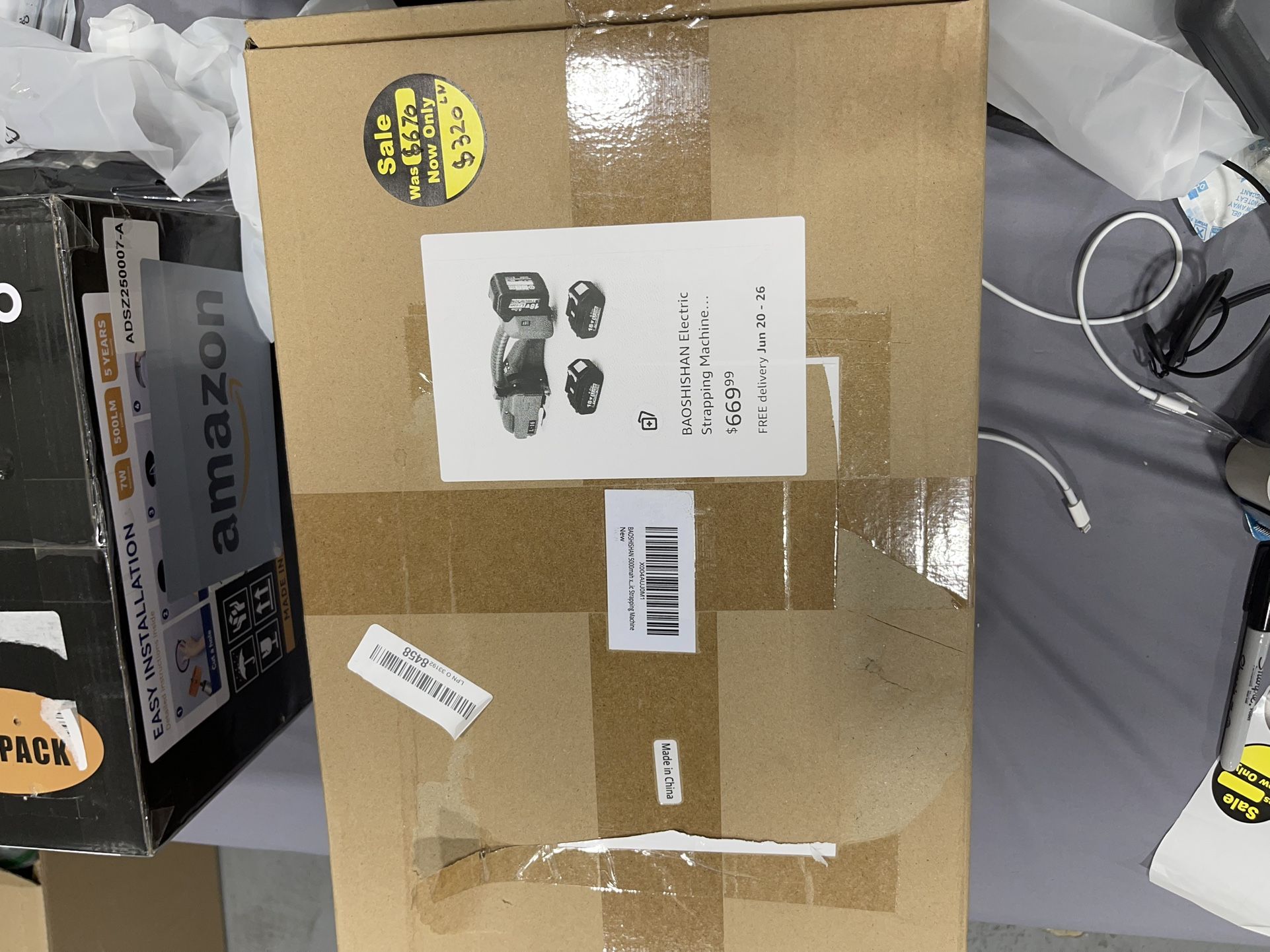 BAOSHISHAN Electric Strapping Machine 2x5000mah Battery, 2024 New Automatic Strapping Tool for 1/2-5/8in PP PET Straps Packaging Tensioner Machine for