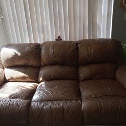 Leather Sofa Dual Incliners 