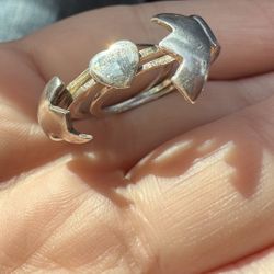 Vintage 925 Sterling Silver Heart & Wings Ring Size 4.5–5 | Sculptural Embrace Design, Triple Band