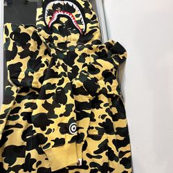 Bape 1st Yellow Camo Shark Full Zip Hoodie