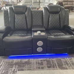 Orion Black 2 Piece Power Reclining Sofa and Loveseat Set /P