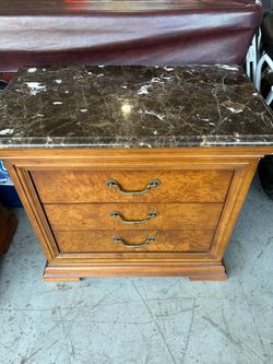Wood Nightstands with Marble Top