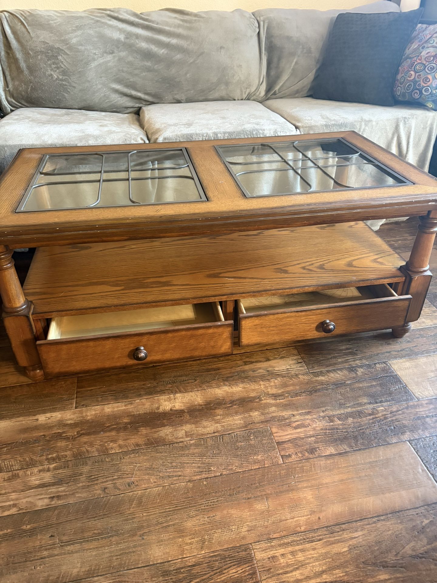 Glass pane coffee table