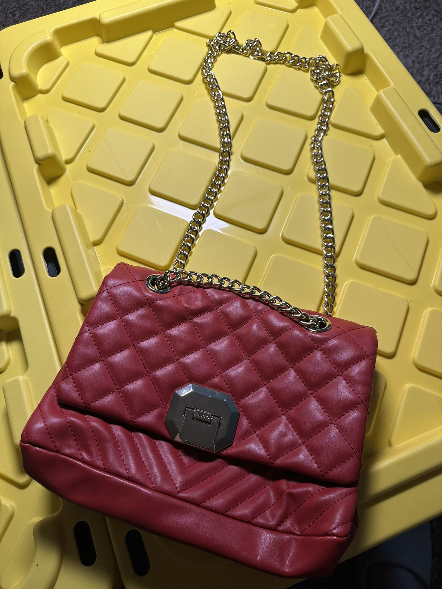 ALDO Cherry Red Crossbody Shoulder Chain Bag