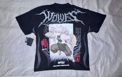 Darc Sport Demon Slayer Zenitsu NFGU Oversized Tee Black Mens L NWT Anime Wolves