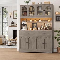 71" LED Kitchen Pantry Cabinet with Power Outlet, Large Kitchen  Storage Cabinet  White X-21