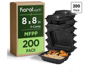 Bulk Restaurant Takeout Containers + Sauce Cups + Plastic Cups & Lids (New)