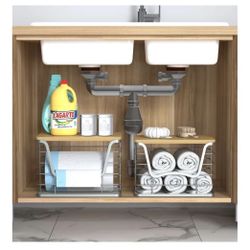 3 Pack Stackable Storage Bins with Lids, Stainless Steel Trash Bag Dispenser Roll Holder for for Kitchen Sink, Laundry, Pantry Organizer and Storage