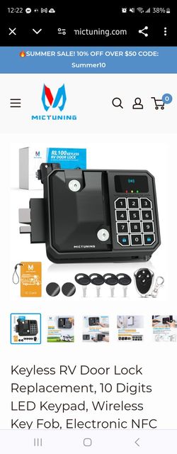 Keyless RV Door Lock Replacement, 10 Digits LED Keypad, Wireless Key Fob, Electronic NFC & Mechanical Key