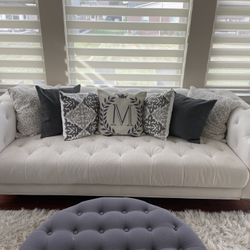 Tufted White Couch 