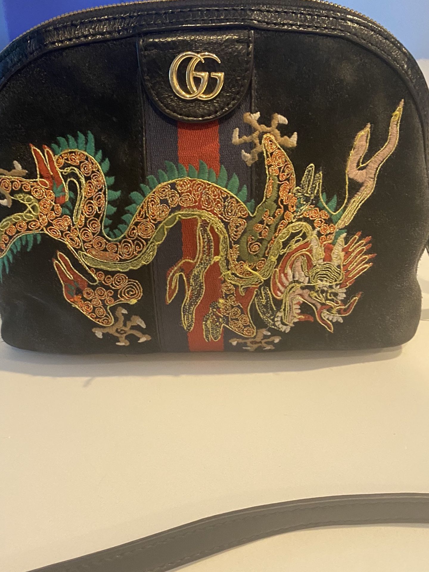 Authentic Gucci Ophidia Dragon Blue Suede Bag