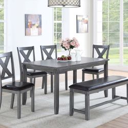 36x60 CASUAL DINING TABLE WITH CHAIRS AND BENCH 