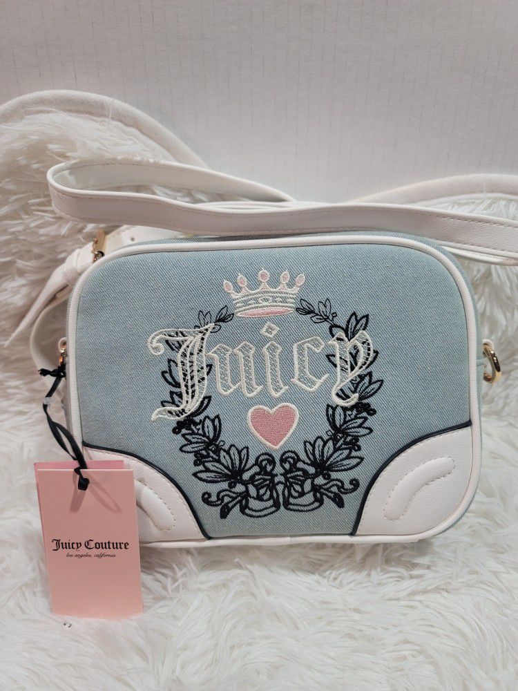  Juicy Couture Light Washed Denim Heritage Crossbody Brand New With Tags 