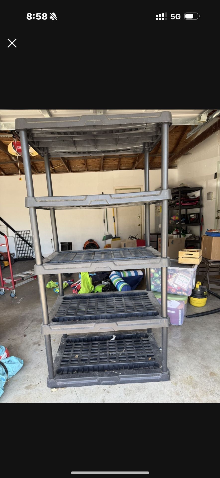 5 Tier Plastic Adjustable Garage Shelves