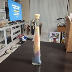 Beautiful Tropical Sand Art In Triangular Bottle 12.5" Tall 