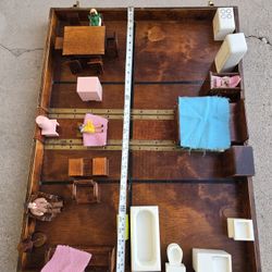 Vintage Suitcase Style Wooden Doll Playset