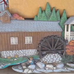 Vintage Rustic Grist Mill Scene 3-D Wall Hanging Art.