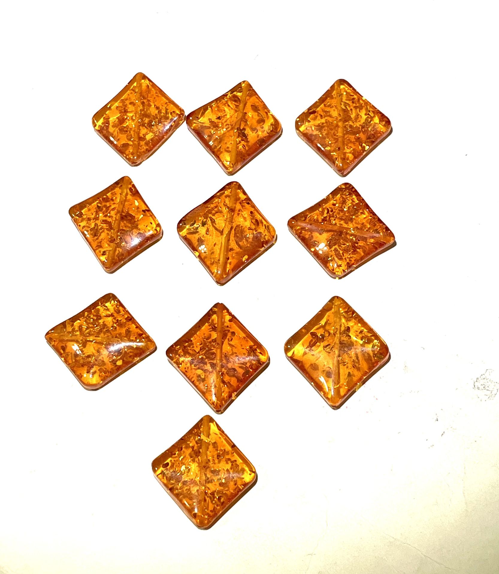 Lot Of 10 Reconstituted Amber Beads