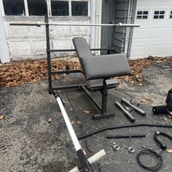 Olympic Weight Bench With Lat Pulldown. And Olympic Barbell 