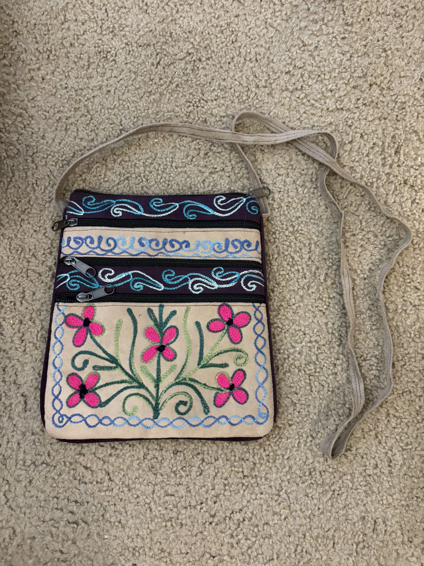 Embroidered Cross Body Bag