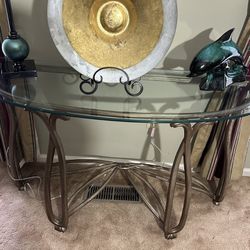Glass and brass Sofa Table