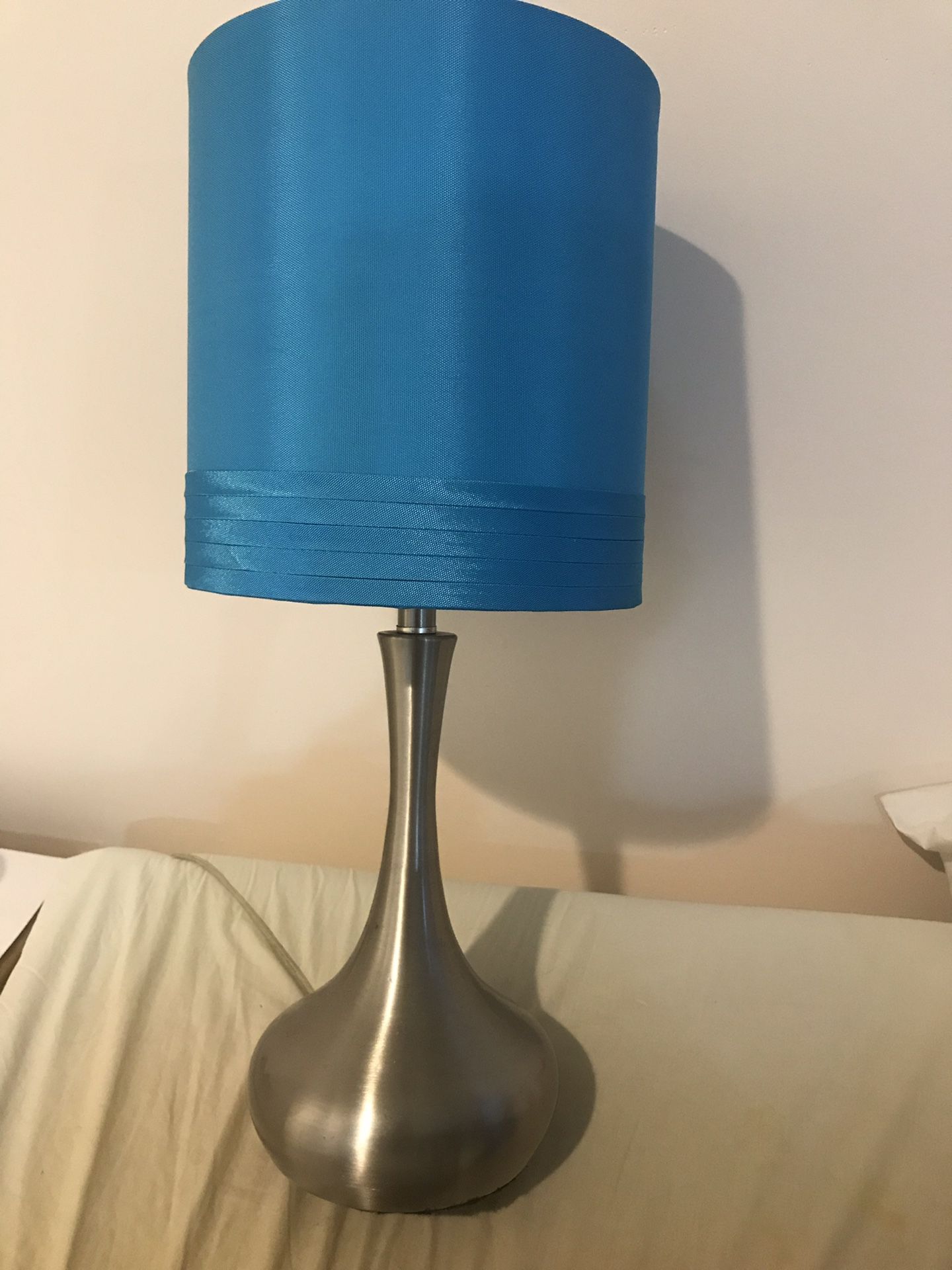 Set of 2 Blue Shade Silver Lamps - Perfect Bedside