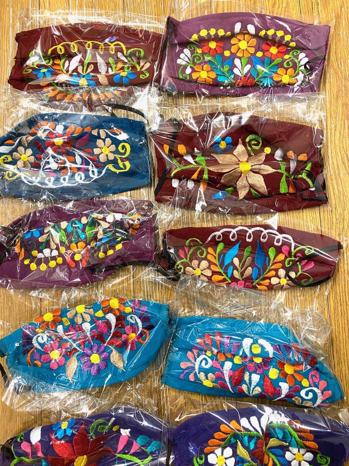 Enbroidery Face Masks, 100% Manta Cotton, Mexican Styles, Many Colors!