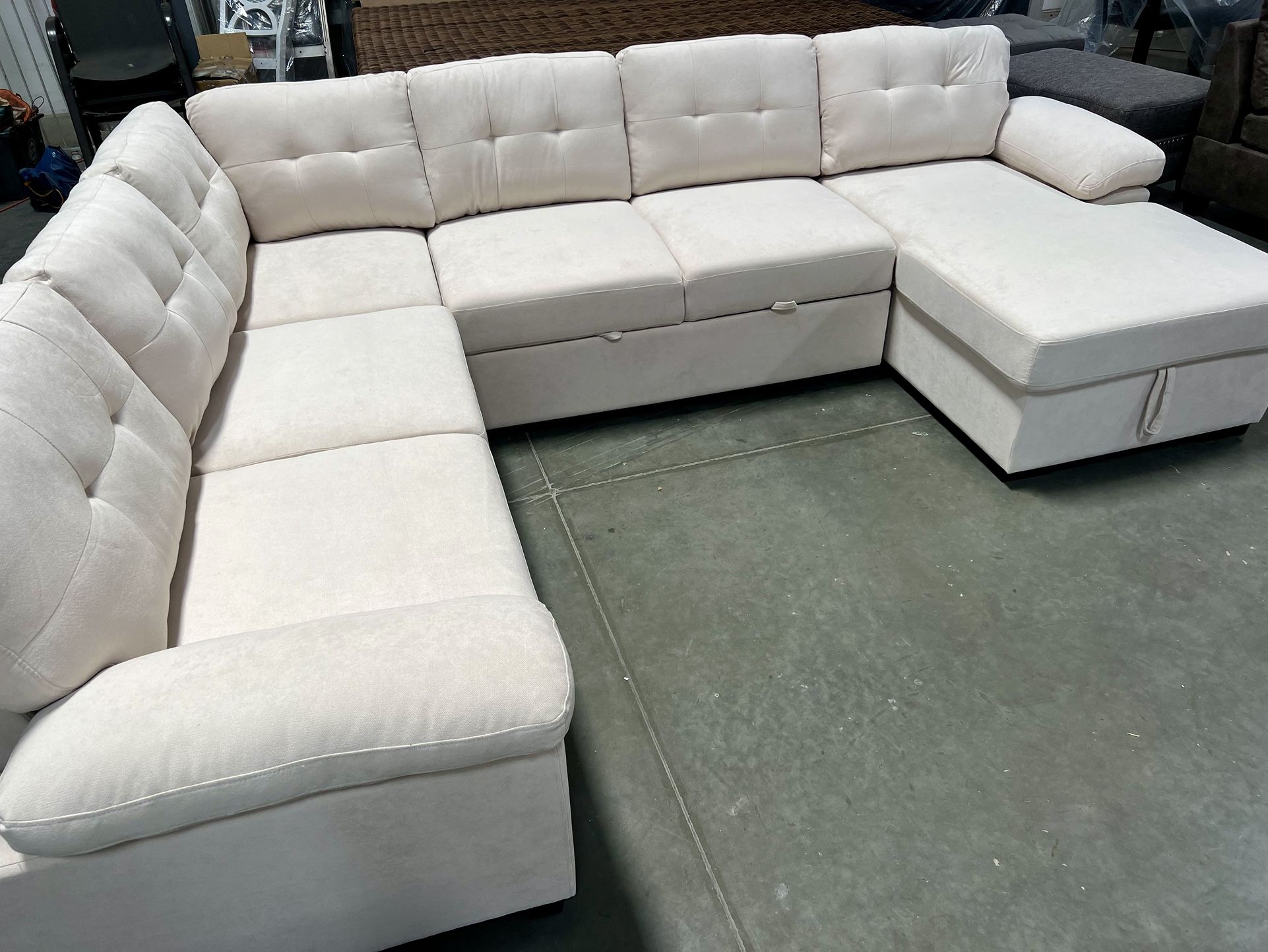 New! Ivory Premium Large sectional sofa with pull out bed, sofa bed, sectional sofa bed with storage chaise. Sectionals, sofa, couch. Soft upholstered Home & Garden