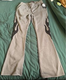 Flame Graphic Flare Sweatpants with Tags