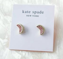Kate Spade fruit salad pavé grapefruit gold pink stud earrings NEW