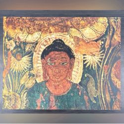 Buddha Original Antique Vintage Fine Art INDIA Print Poster Ajanta Caves Wall Painting 1950’s Italy Printed Collectible Abundance Ephemera HILLCREST