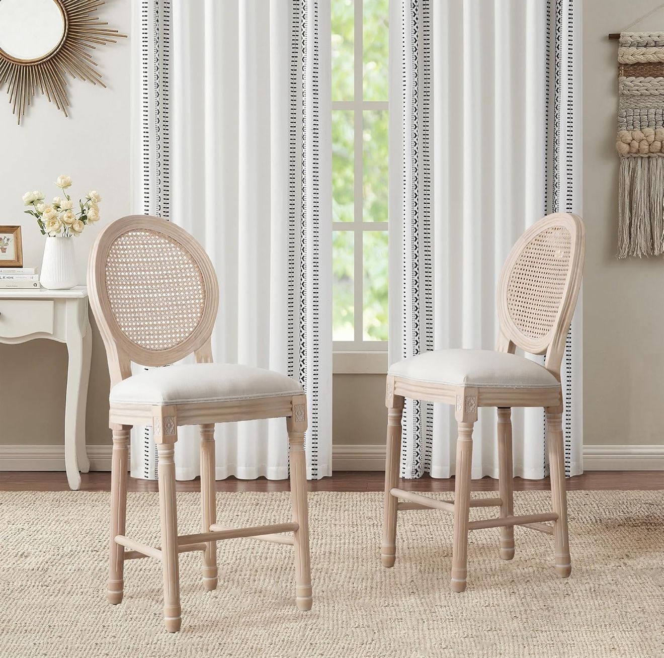 French Country Bar Stools – Set of 2, 26” Seat Height
