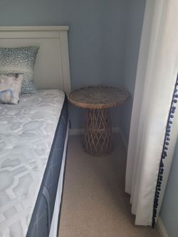 Wicker table with glass top