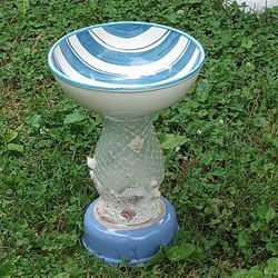 Cute Perriwinkle Blue Seashell Bird Bath🐦🌺🌷🌻Buy 2 Or 3 Get Free Solar Fountain