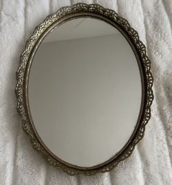 ✨Vintage Gold Filigree Oval Style Shabby Chic  Small Dresser Mirror Or Wall Decor✨